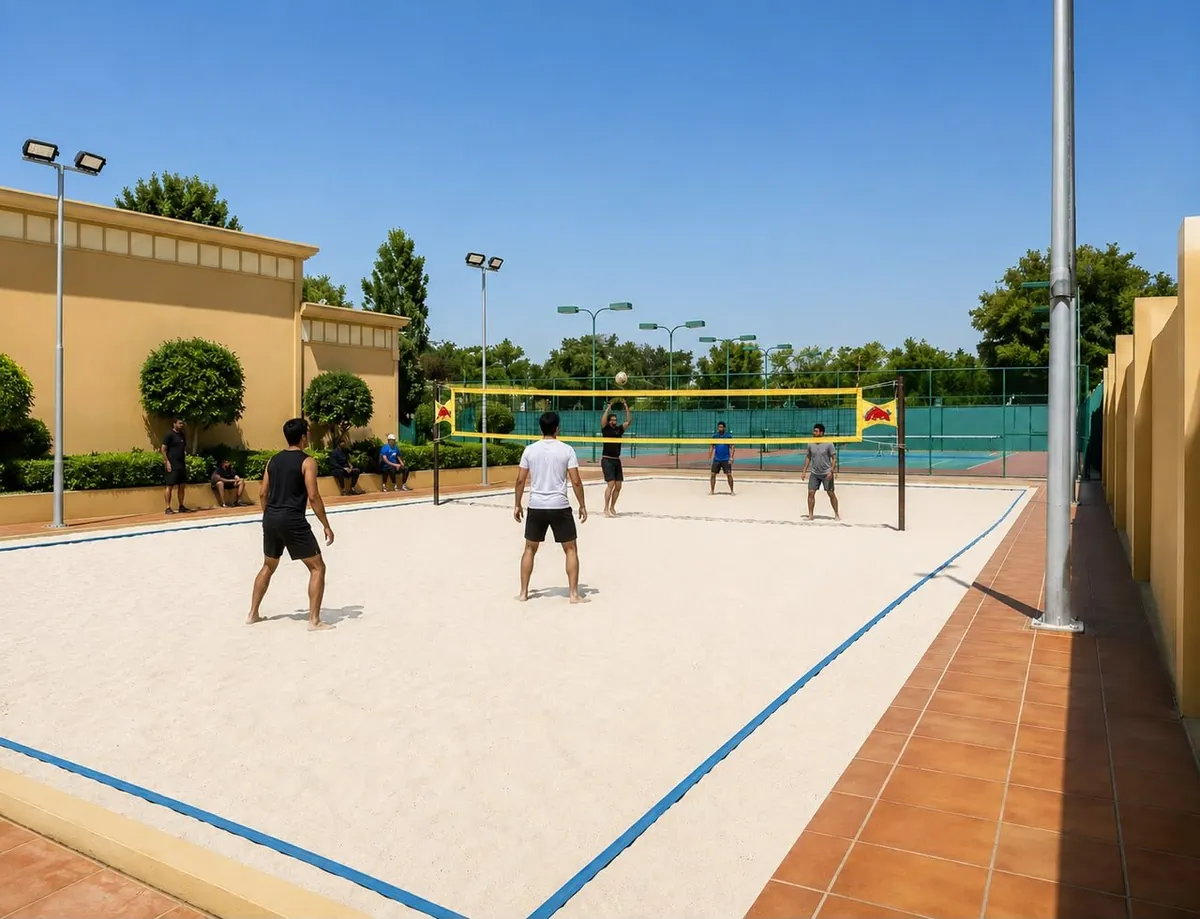 Beach volleyball court with fine sand