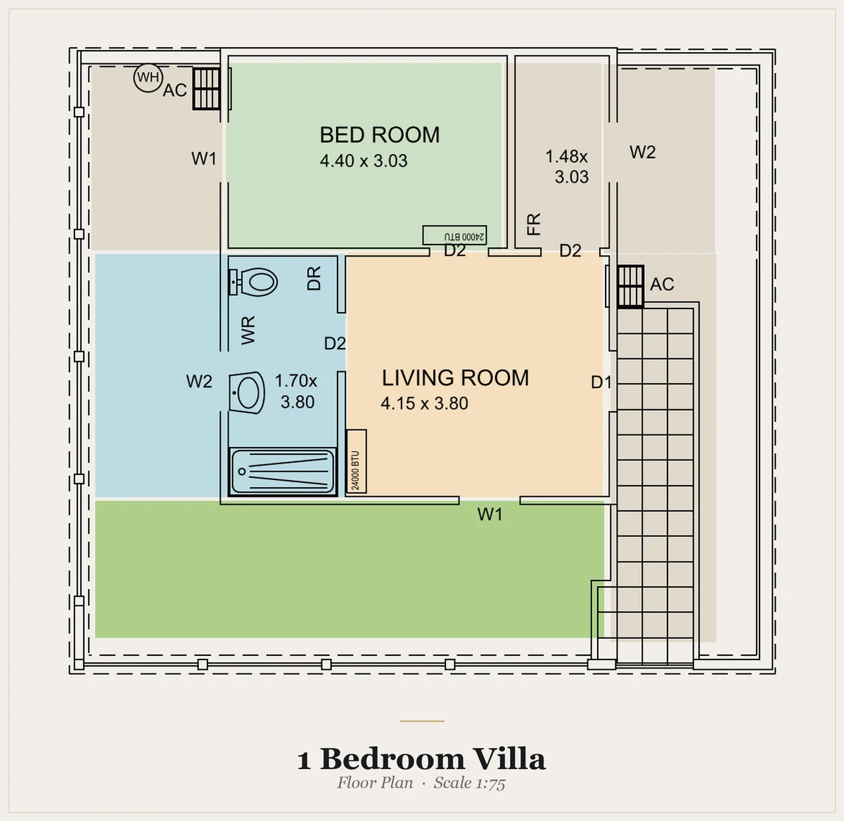 1 Bedroom Villa floor plan
