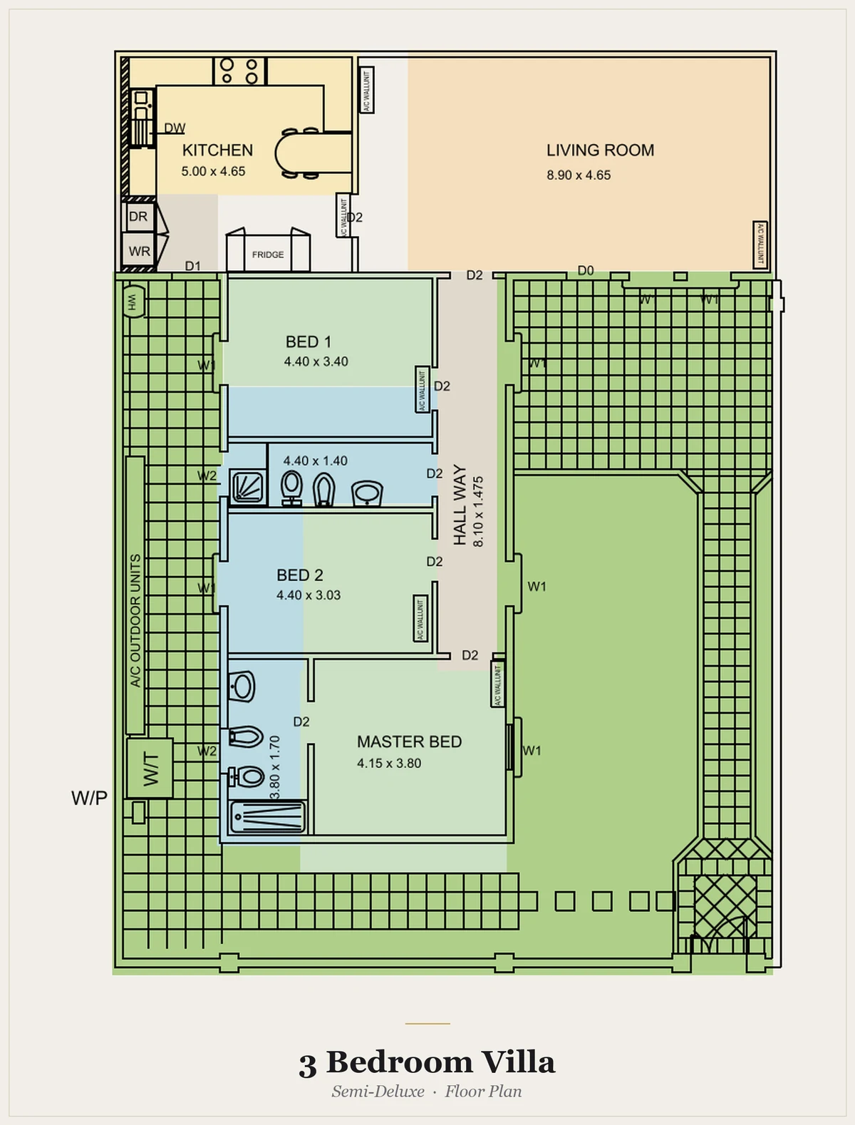 3 Bedroom Villa floor plan