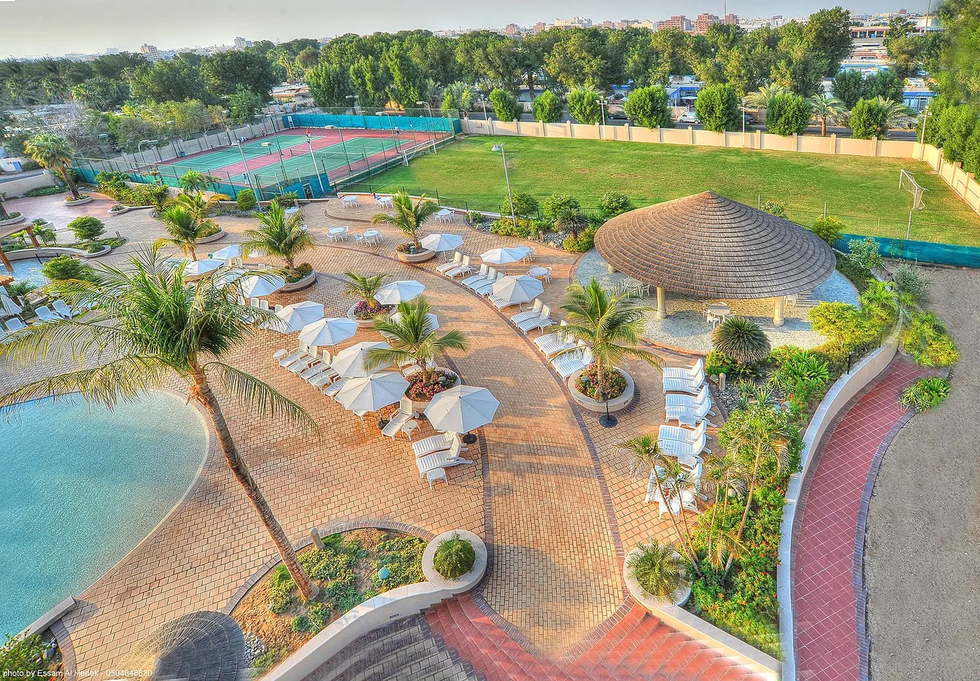 Tennis courts and football field